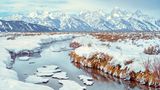 Teton Range im Januar imt Schnee