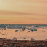 Blick auf das Wasser vom Saqqaq Camp, Grönland