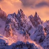 Alpenglühen in den italienischen Alpen