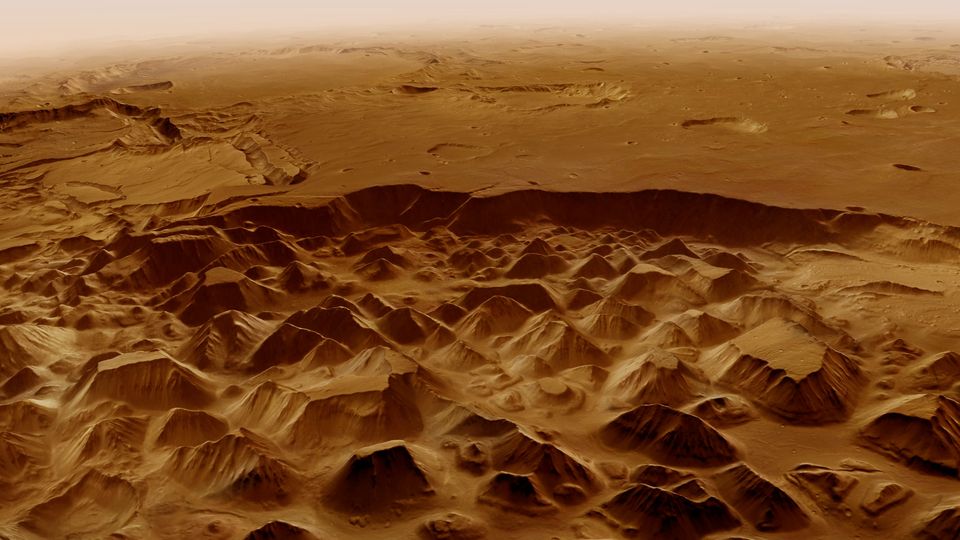 Animation: Krater, Flusstäler und Tafelberge: Ein Flug über die Marsoberfläche