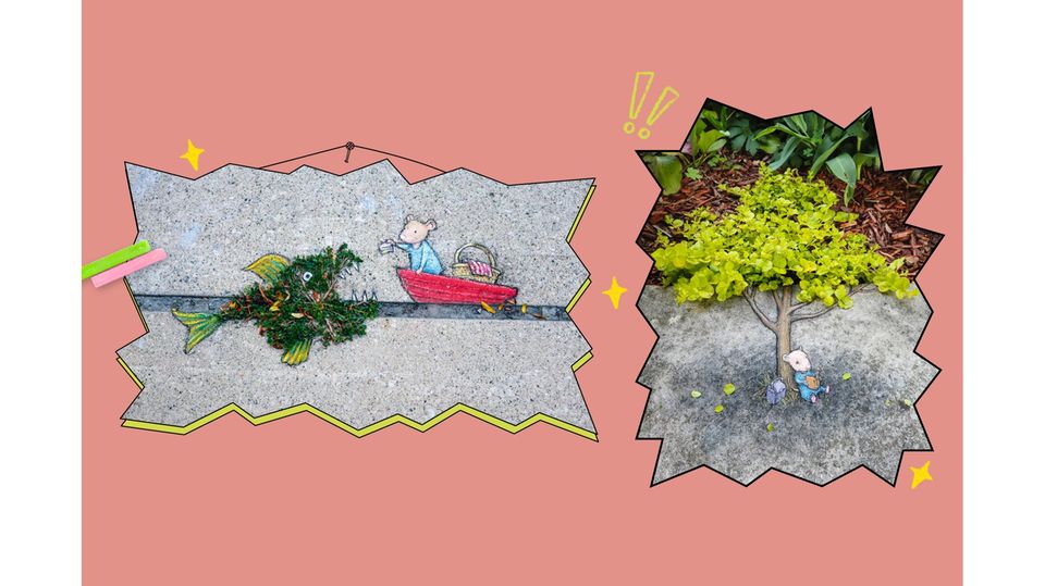 Straßenkunst: Gehweg-Gemälde