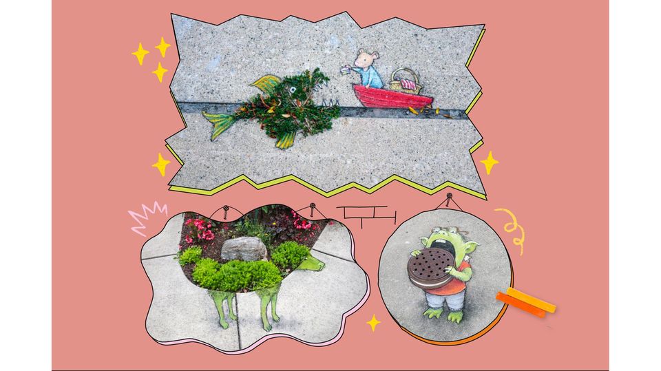 Straßenkunst: Gehweg-Gemälde