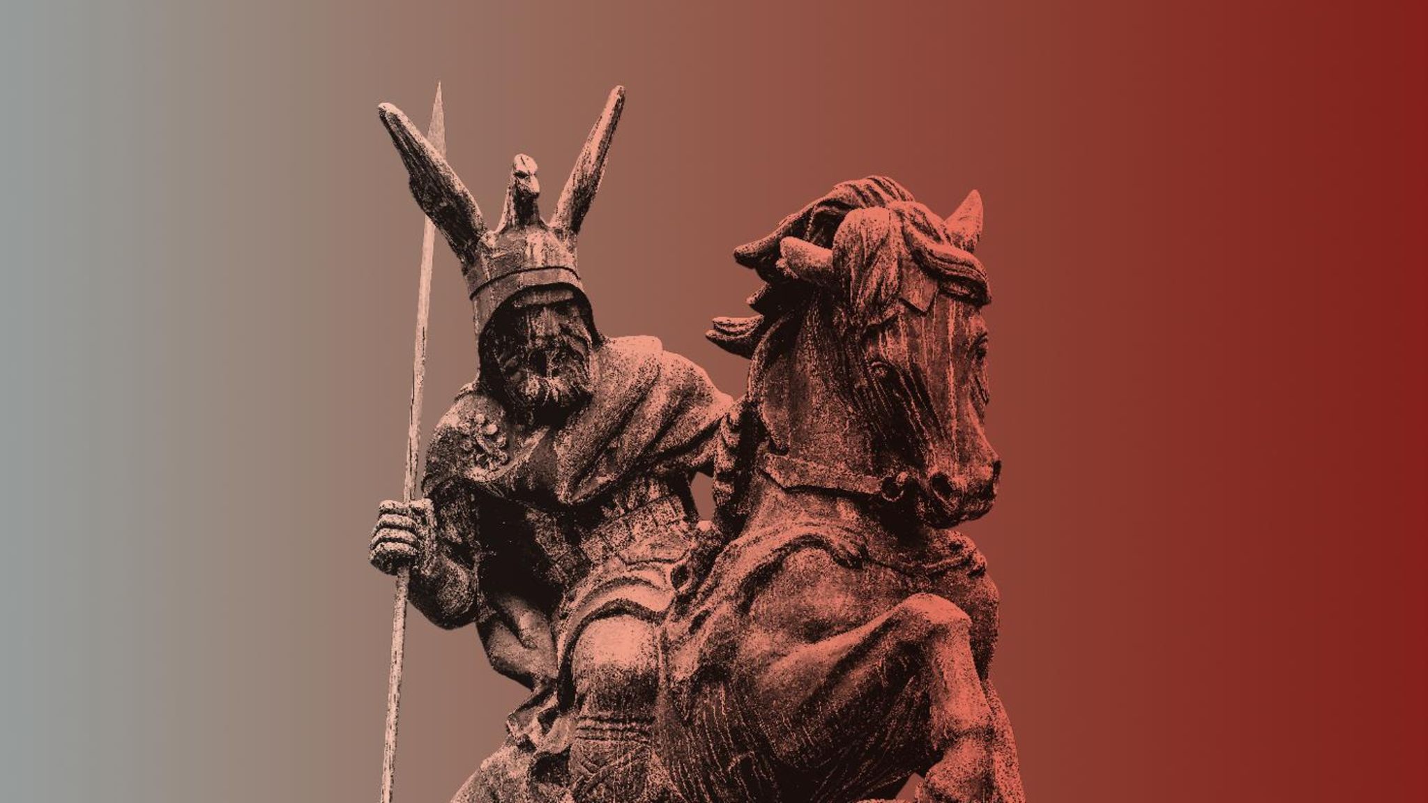 Standbild eines Reiters mit Flügelhelm  Standbild eines Reiters mit Flügelhelm