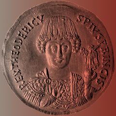 Münze mit dem Porträt Theoderichs