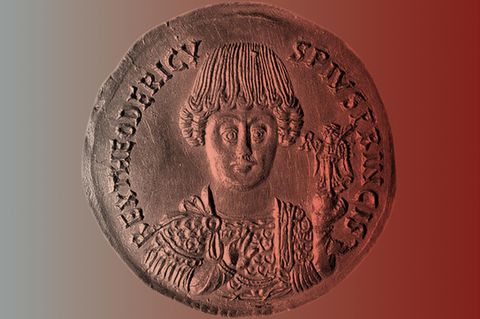 Münze mit dem Porträt Theoderichs