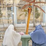 Vor allem außerhalb der Hauptstadt ging der Alltag auch in den zwei Jahrzehnten zwischen den Talibanherrschaften traditionell weiter: In Masar-e Scharif, viertgrößte Stadt Afghanistans und heilige Stätte des Islam, haben sich diese Studentinnen zur Pause im Park der Universität Burkas übergeworfen.