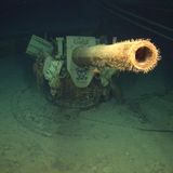 Eine Bordkanone der Kormoran Expedition