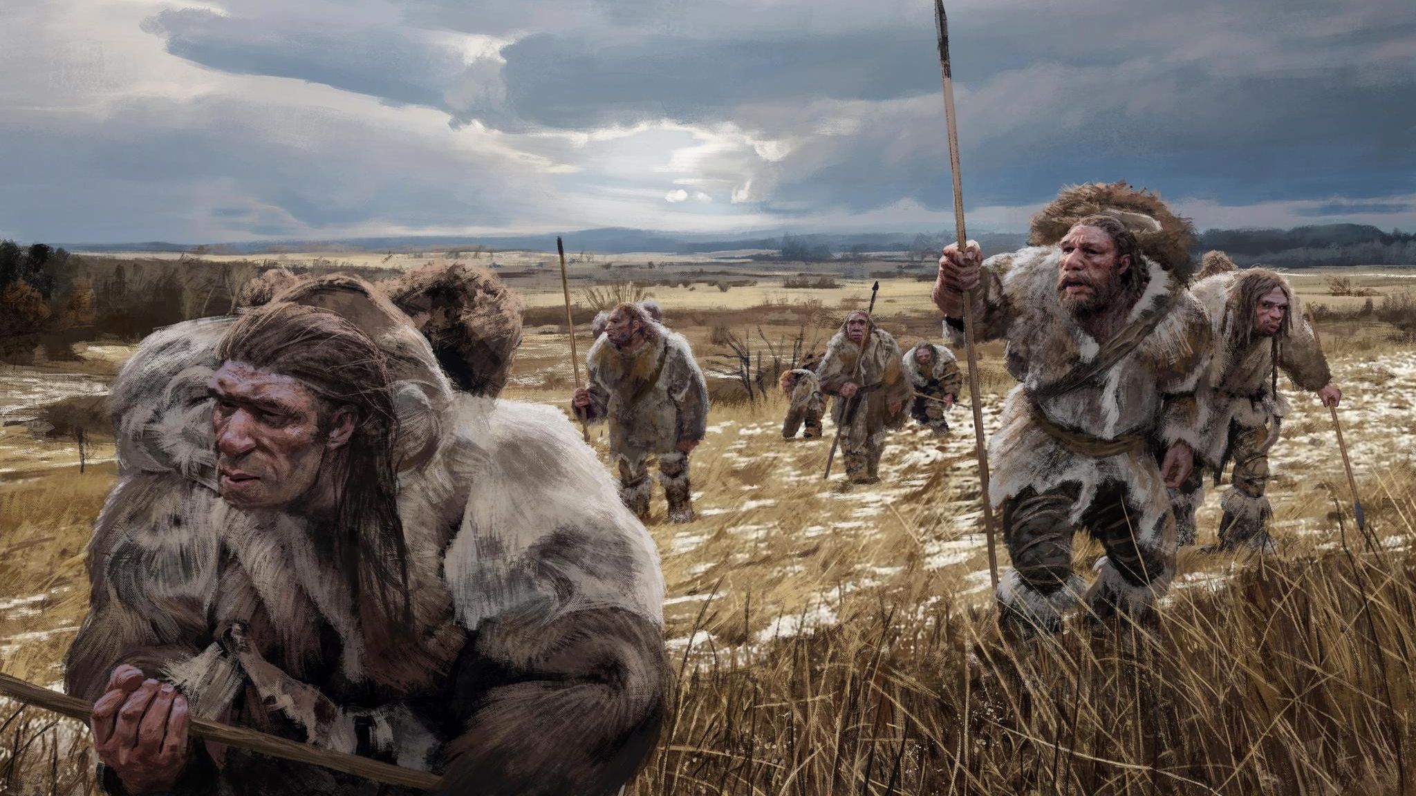 Illustration: Neandertaler bei der Jagd