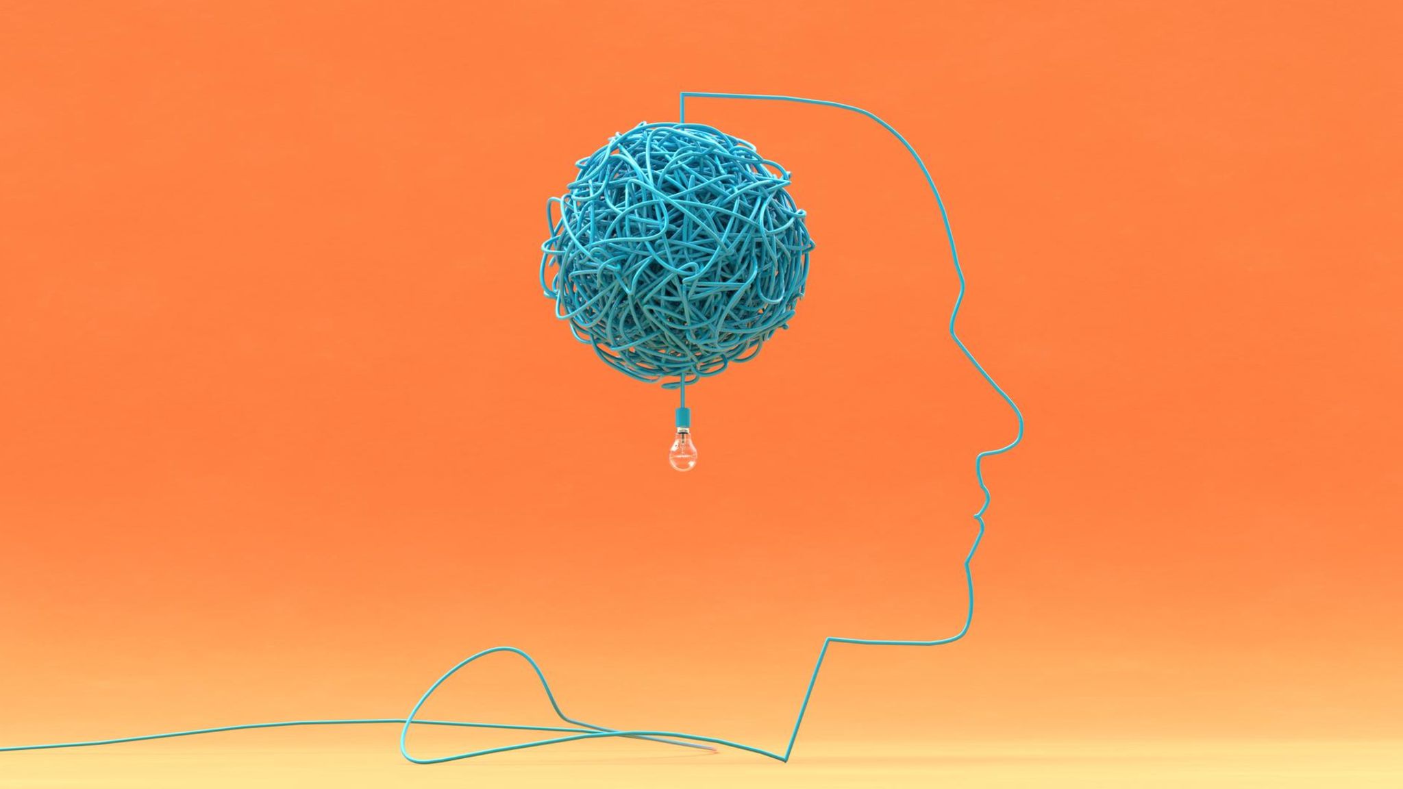 Silhouette mit Knoten im Kopf