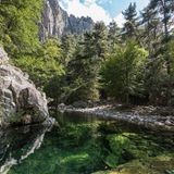 Schlucht mit Fluss im Tavignano-Tal