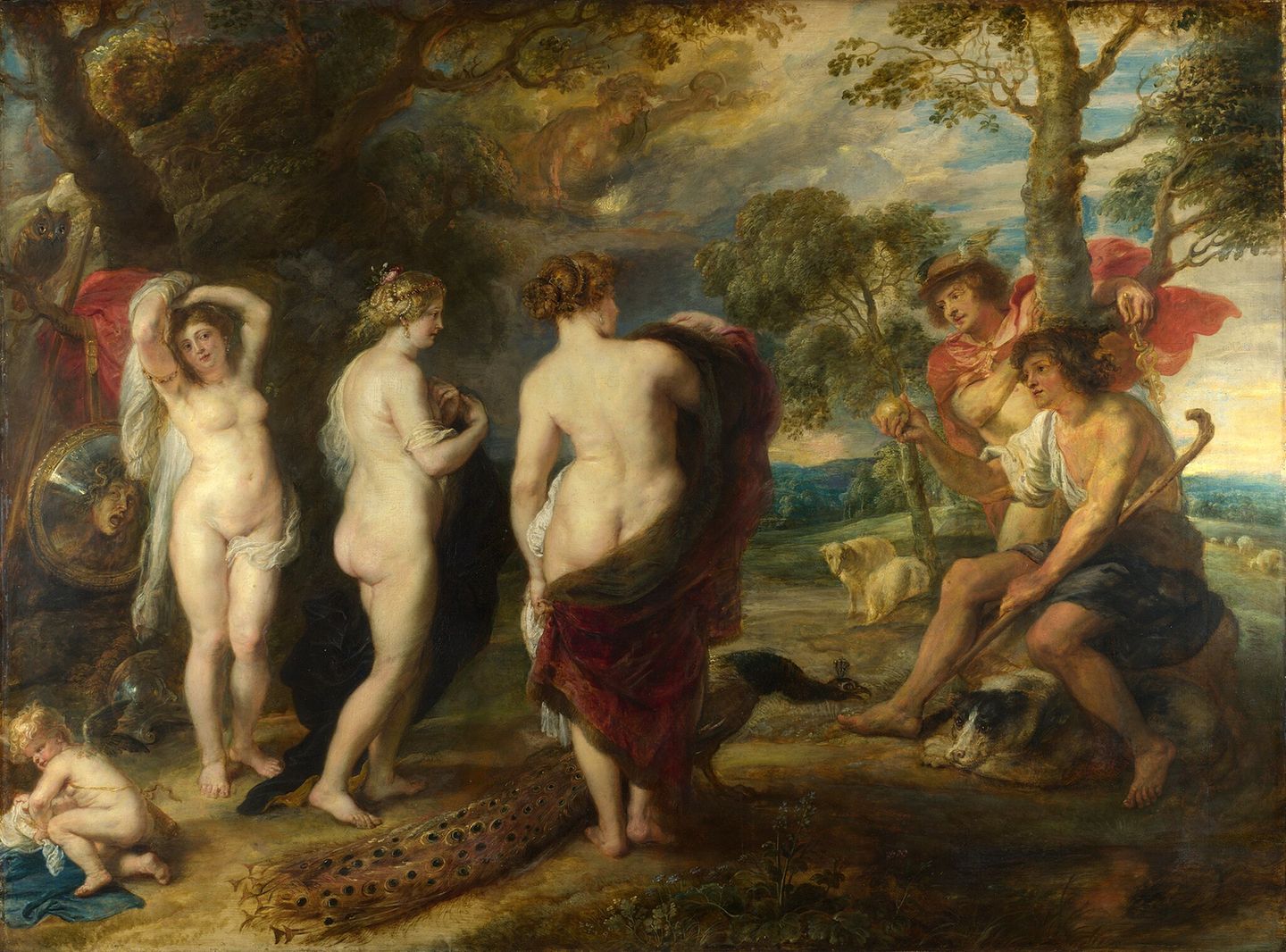 Ein Gemälde von Peter Paul Rubens, das Paris bei der Beurteilung der Schönsten zeigt
