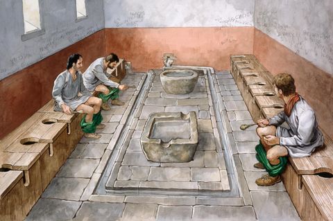 Illustrationen von Römern in Latrine