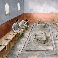 Illustrationen von Römern in Latrine