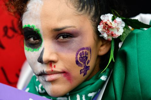 Demonstration in Paris against violence against women and feminicides, on this International Women's Day.