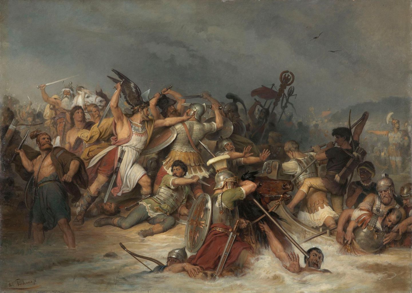 Römer und Germanen in einer Schlacht