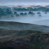 Dünen von Biville auf der Halbinsel Cotentin im Nebel