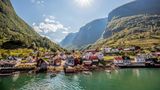 Beautiful Fishing village Undredal close the fjord near the Flam in Norway