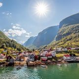 Beautiful Fishing village Undredal close the fjord near the Flam in Norway