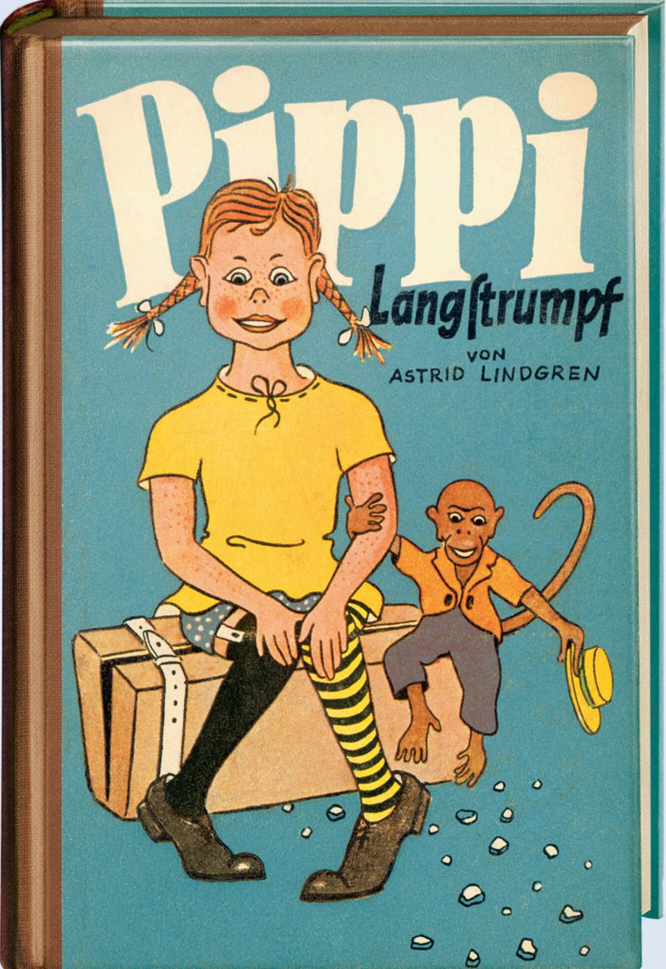 Das Cover der deutschen Erstausgabe von «Pippi Langstrumpf» von Astrid Lindgren aus dem Jahr 1949. Millionen Kinder in der ganzen Welt schlossen Pippi auf Anhieb in ihr Herz. Die anarchische Halbwaise ist bis heute unumstrittenen Heldin der Kinderzimmer.