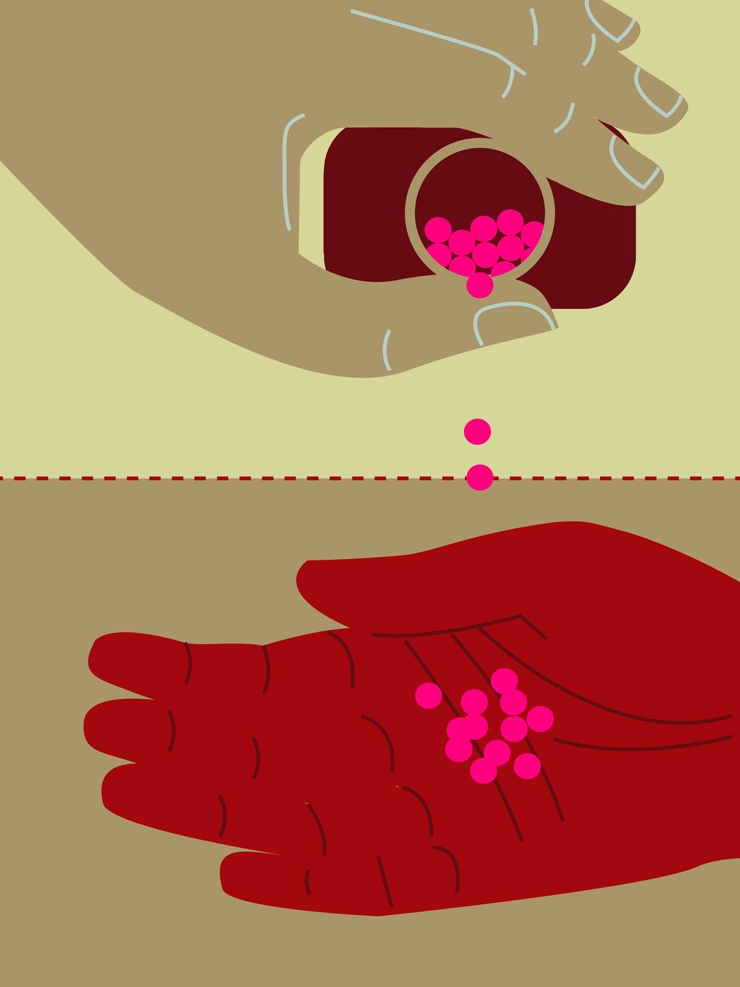 Person pouring pills into hand