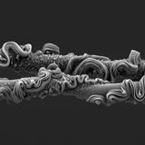 Eine Rasterelektronenmikroskopaufnahme eines Stützfadens des Spinnennetzes der australischen Großaugenspinne