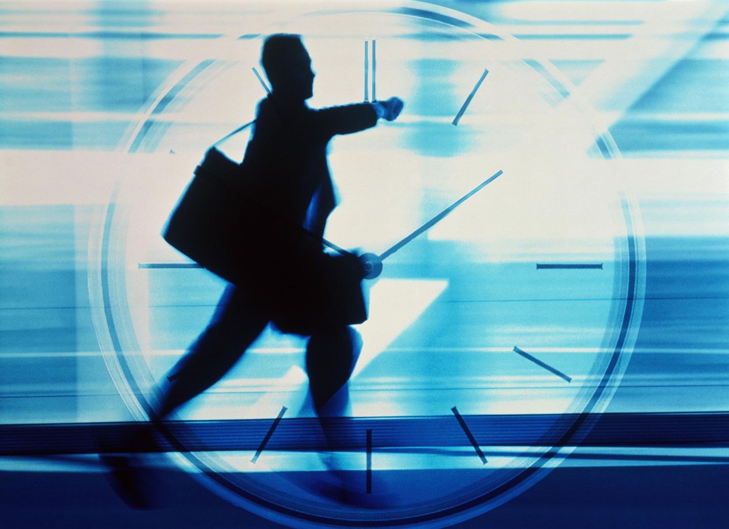 Illustration gestresster Mann guckt auf die Uhr