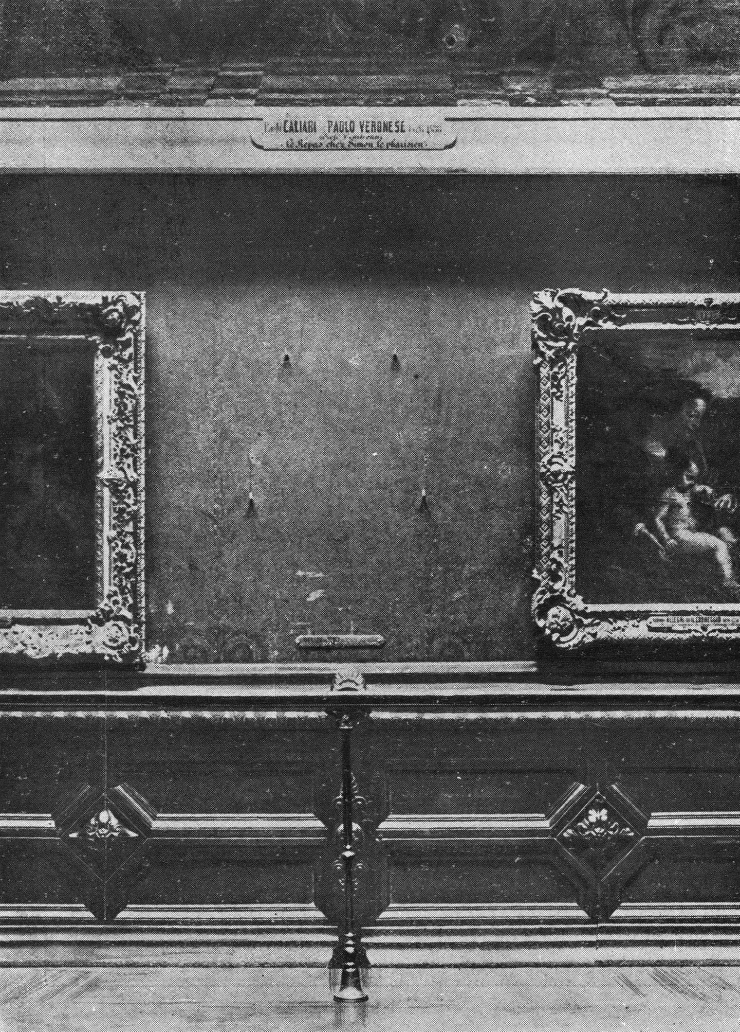 Die leere Museumswand nach dem Raub der Mona Lisa 1911