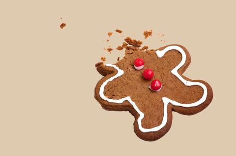 Lebkuchenmann, dessen Kopf abgebissen ist