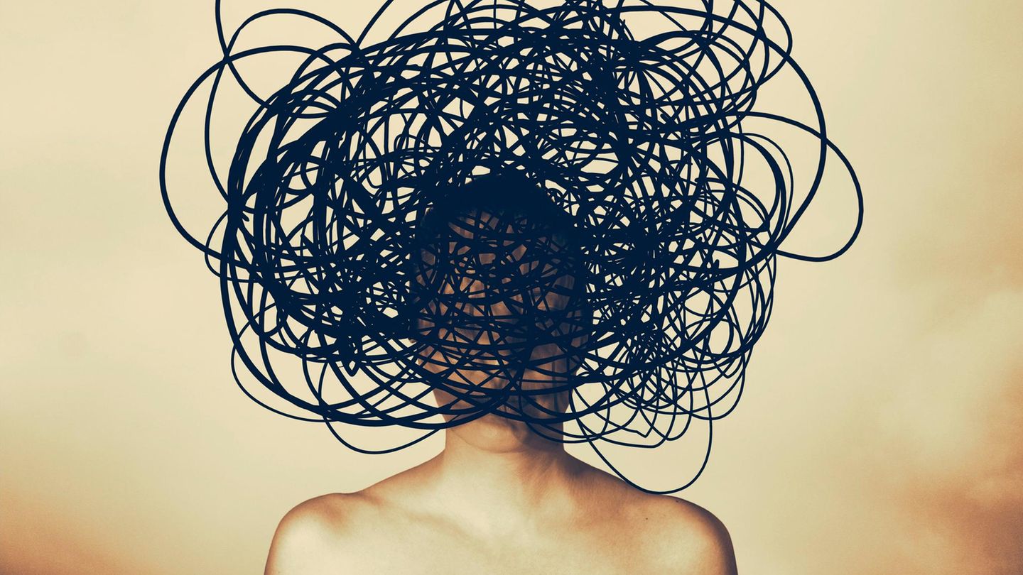 Frau mit illustrativer Darstellung von ADHS