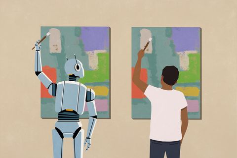 Symbolbild: Roboter Malt ein Bild ab