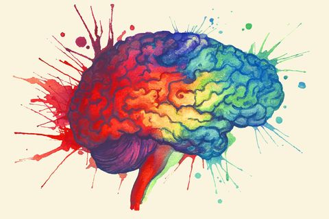 bunte Zeichnung eines kreativen Gehirns