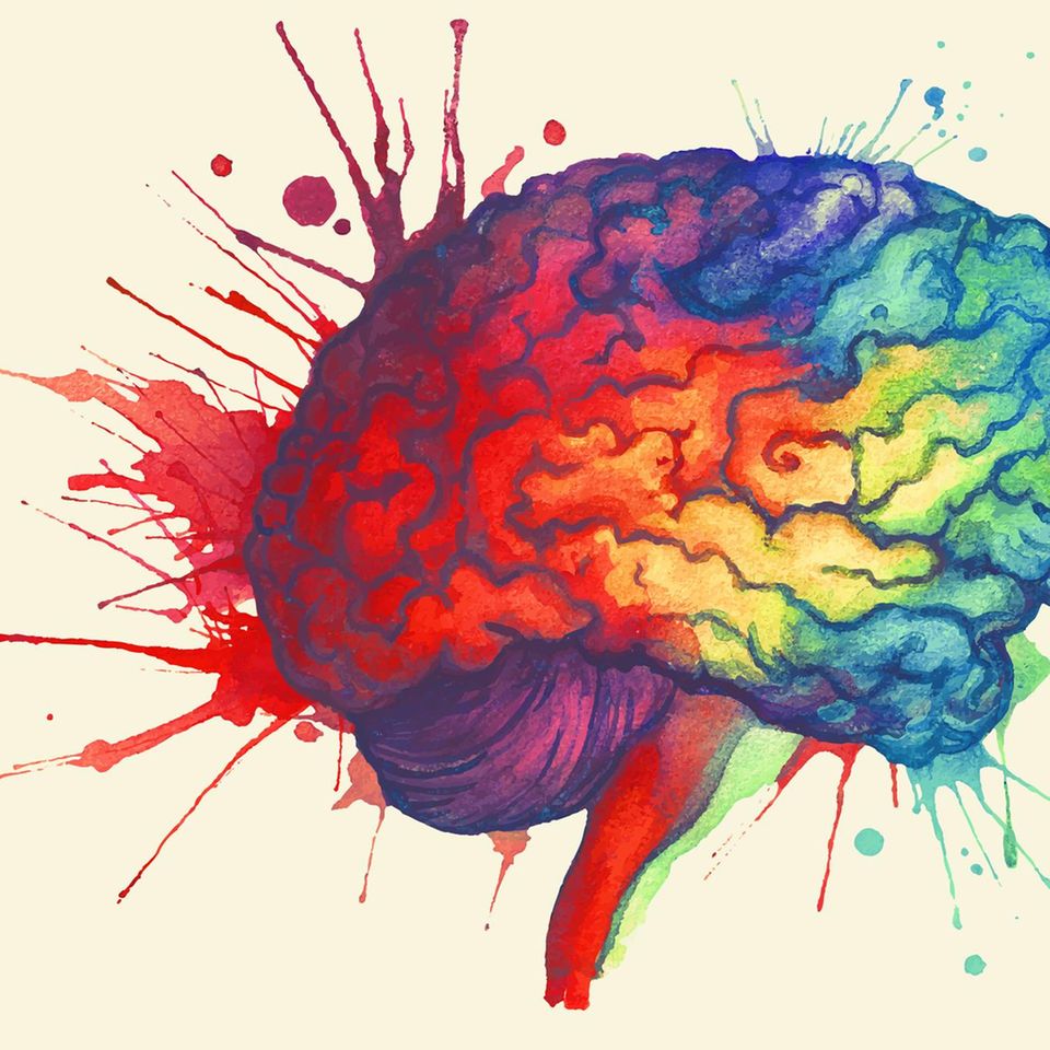 bunte Zeichnung eines kreativen Gehirns