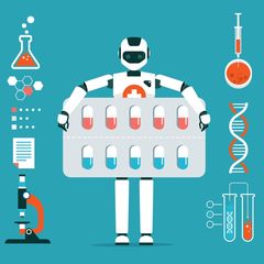 Illustration: KI-Arzt trägt Blister Kapselpillen