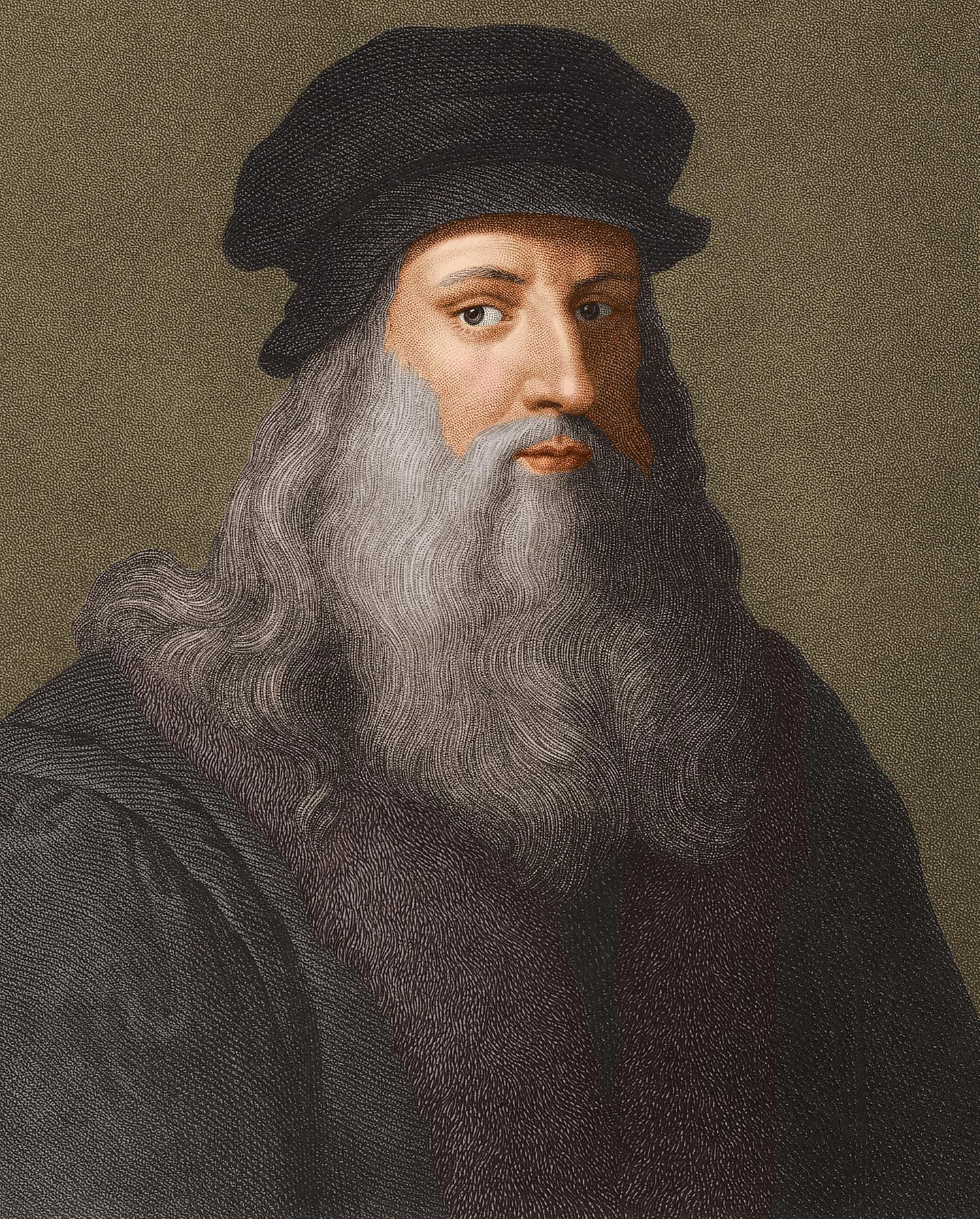 Farbiges Portrait des Künstlers Leonardo da Vinci