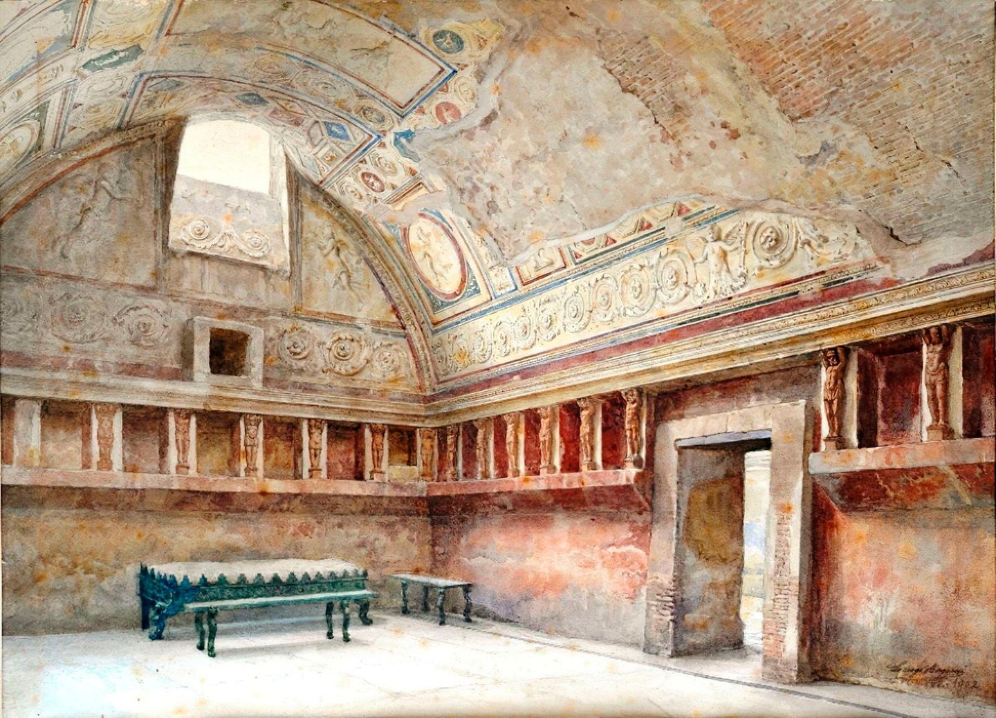 Pompeji Bad Illustration von Luigi Bazzani