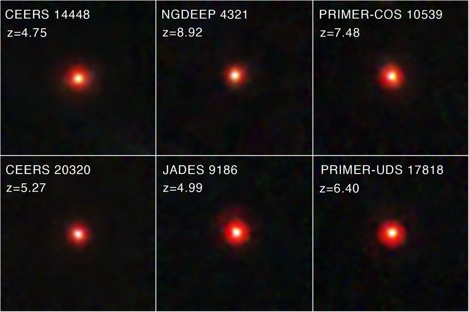 In den Daten des James-Webb-Teleskops sind Forschende bereits auf Hunderte solcher Little red dots gestoßen. Viele existierten vor 13,2 Milliarden Jahren, 600 Millionen Jahre nach dem Urknall   