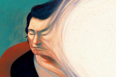 Auflösung  "Während dieser Attacken scheint sichdie linke Seite ihres Körpers aufzulösen [...]"Es ist nichts mehr da, nur eine leere Stelle, nur ein Loch" – eine Leerstelle in ihrem Gesichtsfeld, in ihrem Körper, im Universum [...] Das"Loch" ist für sie wie der Tod, und sie hat Angst, dass es eines Tages groß genug sein wird, um sie vollständig zu"verschlingen"." Auszug aus der Beschreibung der Migräne-Aura einer 75-jährigen Patientin