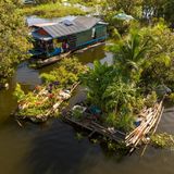 Schwimmende Beete statt Ackerboden: In den überfluteten Landschaften Kambodschas verlagern Bewohner ihre Landwirtschaft kurzerhand aufs Wasser. Auf Bambus und Holz errichten sie mobile Gärten, bepflanzen sie mit Gemüse und sichern sich so frische Nahrung trotz nomadischer Lebensweise. Die improvisierten Flöße gleiten zwischen Mangroven, Kanälen und Hausbooten, werden ständig gepflegt, repariert und neu arrangiert. Was spielerisch wirkt, ist in Wahrheit eine präzise Anpassung an klimatische Bedingungen, fehlende Infrastruktur und die Logistik des Alltags. Ein pragmatischer Einfallsreichtum, der zeigt, wie eng Überleben und Kreativität zusammenhängen.