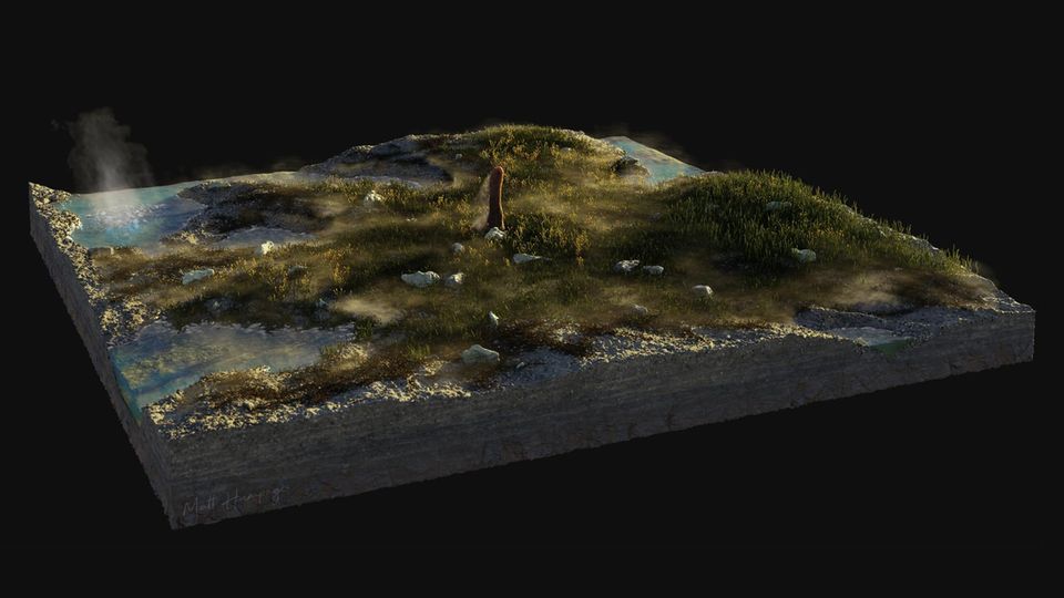 Visualisierte Landschaft zur Zeit der Prototaxities