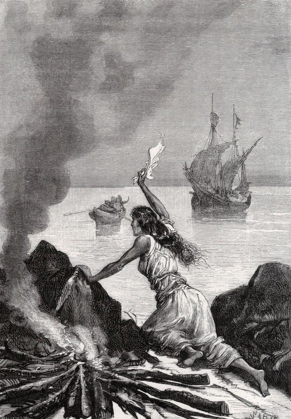 Marguerite de la Roque winkt Schiffen zu