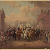 George Washington reitet in New York ein