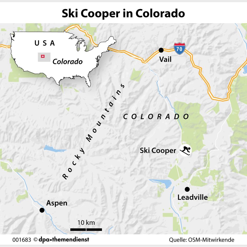 Karte des Ski Cooper Gebietes in Colorado, USA