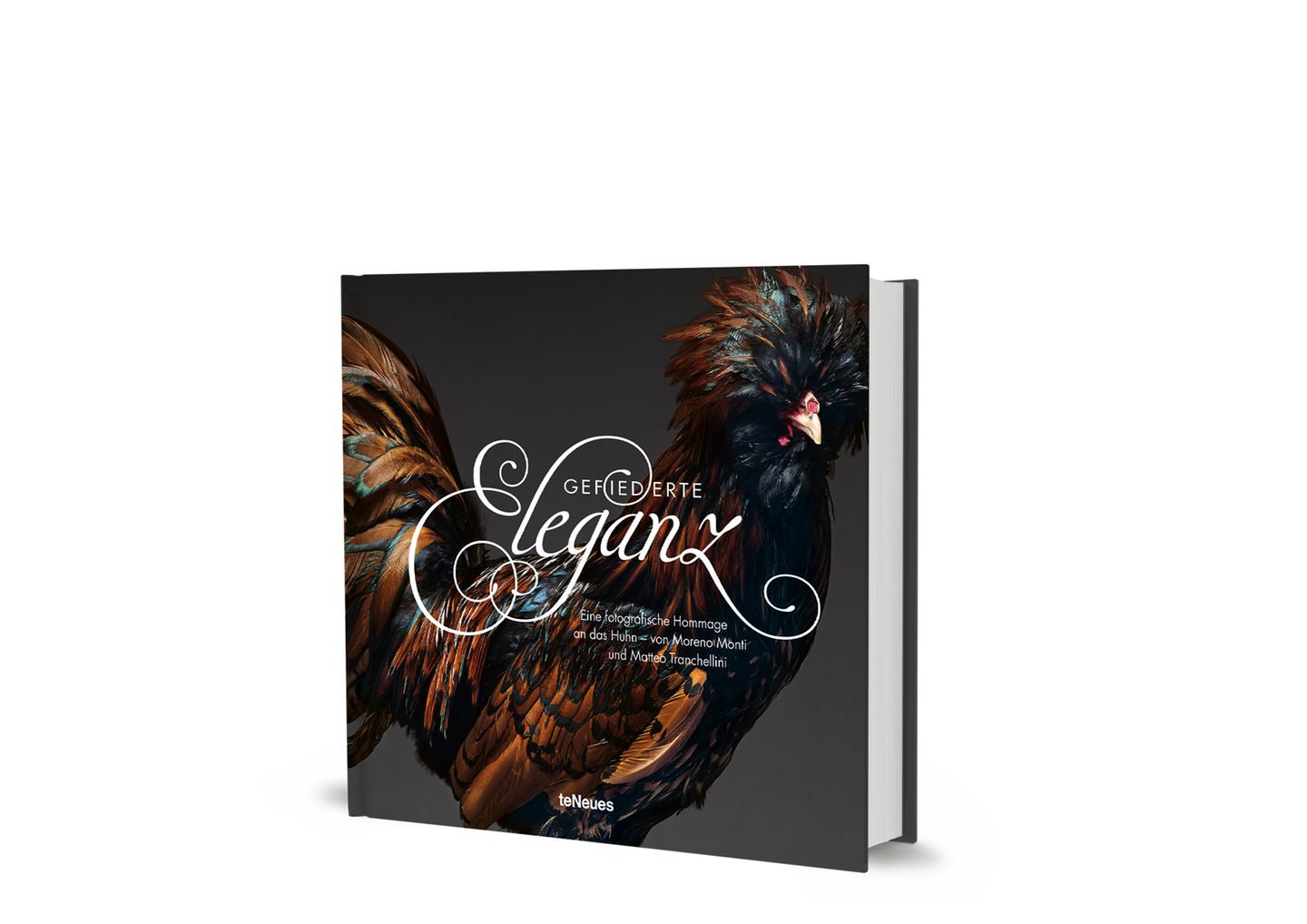 Der Bildband "Gefiederte Eleganz: Eine fotografische Hommage an das Huhn" von Moreno Monti und Matteo Tranchellini ist 2026 im teNeues Verlag erschienen, online erhältlich auch bei Thalia oder Amazon