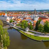 Luftbild Blick auf Budweis, Tschechische Republik