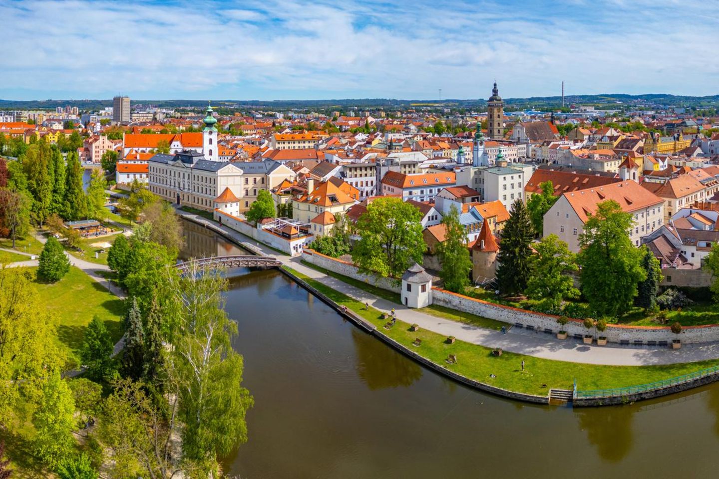 Luftbild Blick auf Budweis, Tschechische Republik