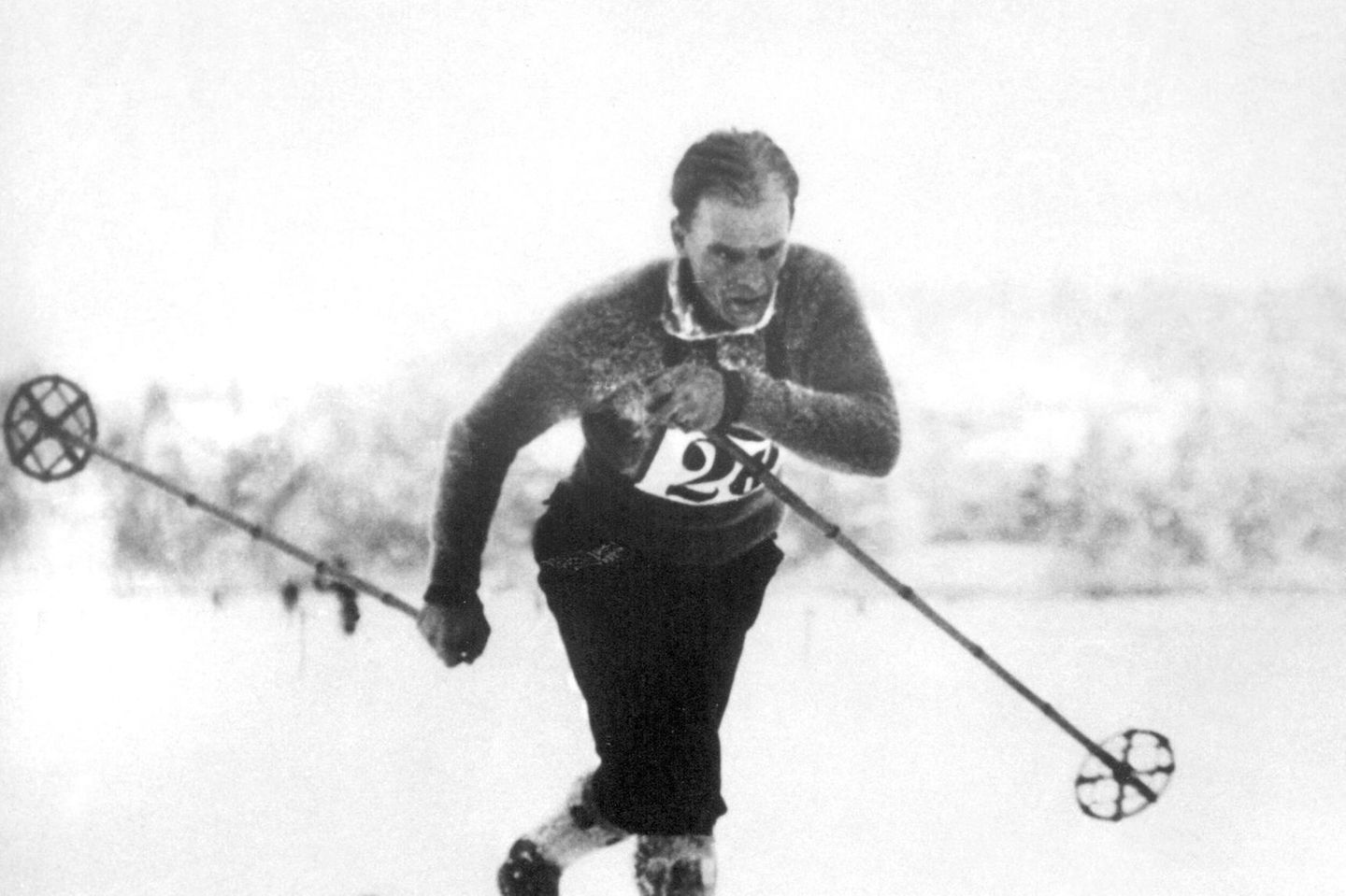 Der norwegische Skiläufer Thorleif Haug bei den Olympischen Winterspielen 1924 in Chamonix