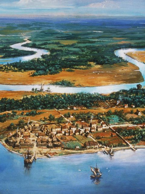 Gemälde zeigt Handelshafen in Jamestown, Virginia