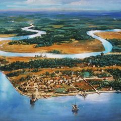 Gemälde zeigt Handelshafen in Jamestown, Virginia