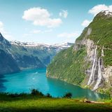 Wasserfall "Sieben Schwestern" am Geirangerfjord, Norwegen