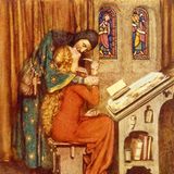 Abelard und Heloise kurz vor einem Kuss an einem Schreibtisch